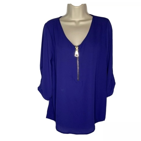 4/$35 Tacera Top Women's Small deep Blue Large Zip - Picture 1 of 6
